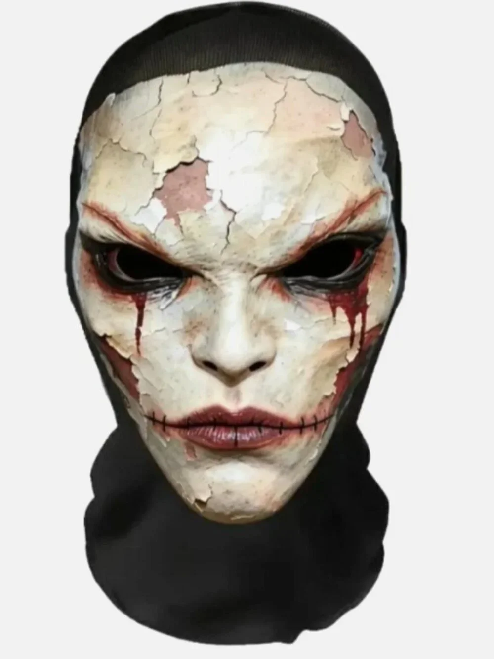 Creepy Cracking Peeling Face Mask Breathable Mesh Horror Halloween Costume